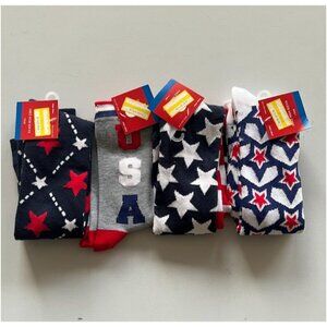 Women's Printed Knee High Socks Navy/Gray/White/Black 4 pcs Size 4-10
